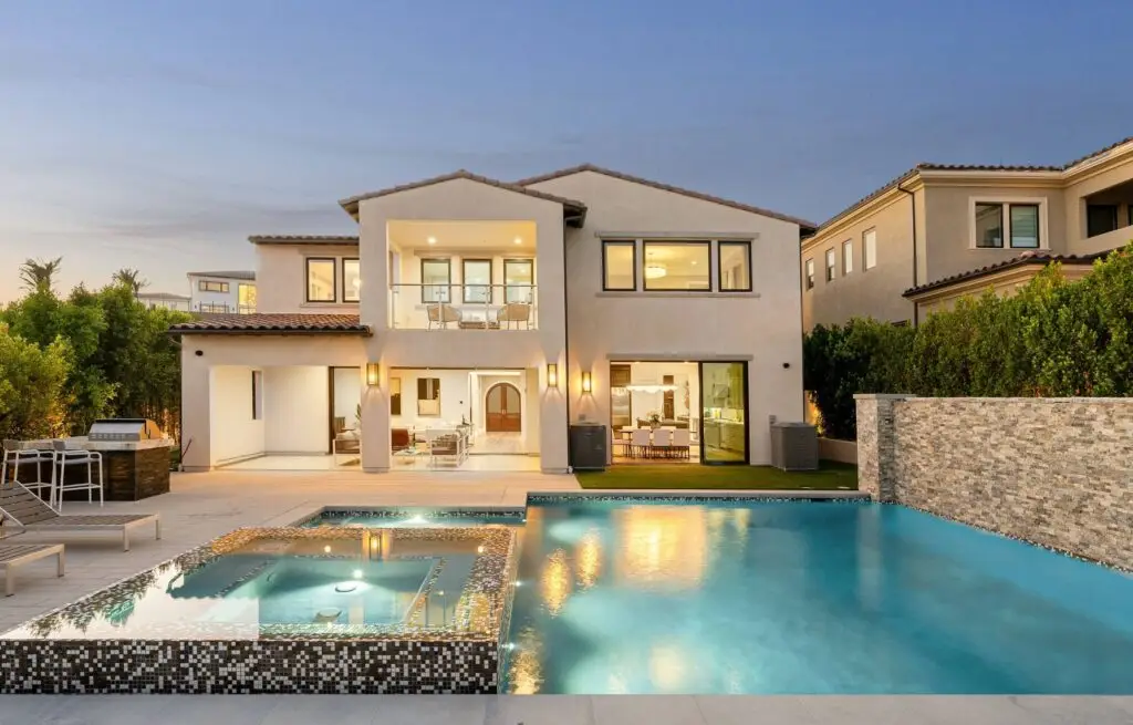 Luxury two-story home with pool and spa.